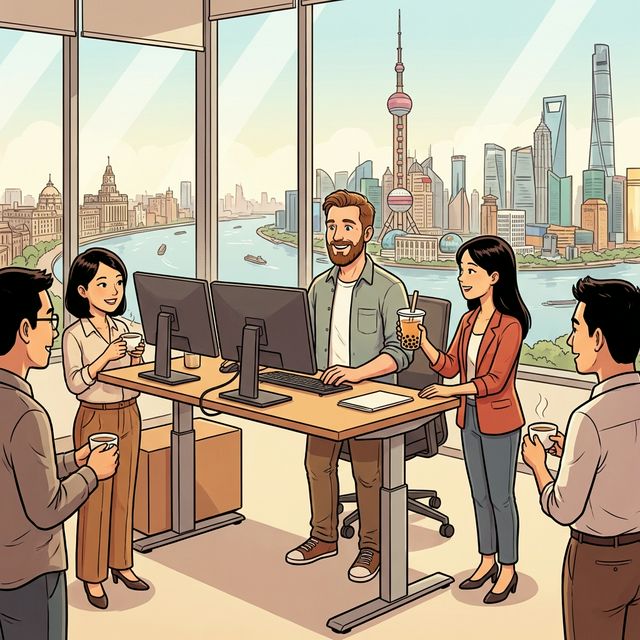 Foreigner working in Chinese office